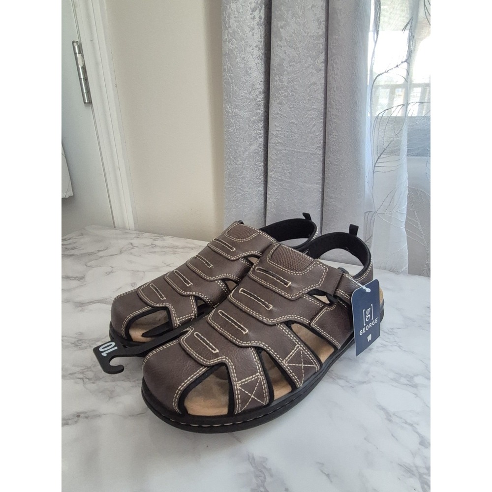 George Mens Fisherman Sandals Brown MNGE24GN002 Size 10‎ NEW